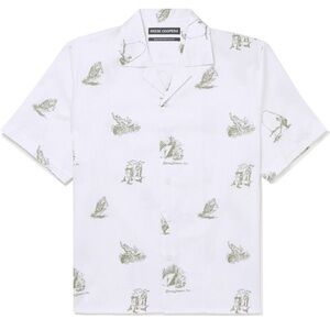 Reese Cooper Camp-Collar Printed Cotton-Poplin Shirt